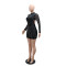 Hot selling sexy backless rhinestone wrapped hip dress for women, half high neck party long sleeved short skirt