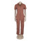 Sexy high-quality summer zipper pocket workwear jumpsuit