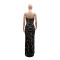 High end banquet long dress, host dress, feminine V-neck strapless dress for women
