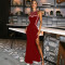 New sexy sleeveless slit dress diamond long skirt evening dress for women