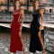 New sexy sleeveless slit dress diamond long skirt evening dress for women