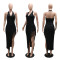Hanging neck deep V tassel sleeveless party sequin dress sexy irregular bead skirt for women