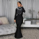 New hot stamping fashionable slim fit high neck hip hugging long dress for women