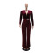 Women's sexy V-neck long sleeved rhinestone jumpsuit slim fit wide leg pants