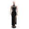 New sexy sleeveless slit dress diamond long skirt evening dress for women
