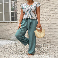 Large casual and comfortable straight leg pants set for summer