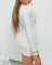 Swinging collar deep V-long sleeved tight mini hip hugging dress, sexy pleated skirt