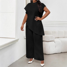 Large casual straight leg pants set for summer