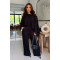 Elastic Wrinkled Bat Sleeve One Piece Sleeve Pocket Swing Leg Wide Leg Pants Set