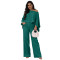 Elastic Wrinkled Bat Sleeve One Piece Sleeve Pocket Swing Leg Wide Leg Pants Set