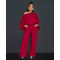 Elastic Wrinkled Bat Sleeve One Piece Sleeve Pocket Swing Leg Wide Leg Pants Set