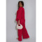 Elastic Wrinkled Bat Sleeve One Piece Sleeve Pocket Swing Leg Wide Leg Pants Set