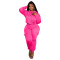 Fashion splicing and velvet hooded sweatshirt, work pants, casual two-piece set