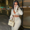 Autumn and winter clothing new women's autumn sexy bag skirt two piece set with knotted tassels