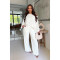 Elastic Wrinkled Bat Sleeve One Piece Sleeve Pocket Swing Leg Wide Leg Pants Set