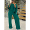 Elastic Wrinkled Bat Sleeve One Piece Sleeve Pocket Swing Leg Wide Leg Pants Set