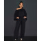 Elastic Wrinkled Bat Sleeve One Piece Sleeve Pocket Swing Leg Wide Leg Pants Set