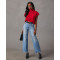 Comfortable solid color woolen pit stripe semi high neck raglan top sweater
