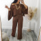 Elastic Wrinkled Bat Sleeve One Piece Sleeve Pocket Swing Leg Wide Leg Pants Set