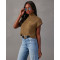 Comfortable solid color woolen pit stripe semi high neck raglan top sweater