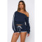 Comfortable casual slanted shoulder one shoulder strap pants set, two-piece set