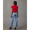 Comfortable solid color woolen pit stripe semi high neck raglan top sweater