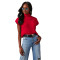 Comfortable solid color woolen pit stripe semi high neck raglan top sweater