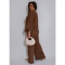 Elastic Wrinkled Bat Sleeve One Piece Sleeve Pocket Swing Leg Wide Leg Pants Set