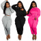 Fashion splicing and velvet hooded sweatshirt, work pants, casual two-piece set
