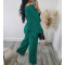 Elastic Wrinkled Bat Sleeve One Piece Sleeve Pocket Swing Leg Wide Leg Pants Set