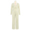 Cross border women's clothing elastic jacquard pleated V-neck waist buckle cinched waist slimming wide leg pants set