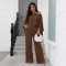 Elastic Wrinkled Bat Sleeve One Piece Sleeve Pocket Swing Leg Wide Leg Pants Set