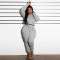 Fashion splicing and velvet hooded sweatshirt, work pants, casual two-piece set