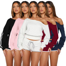 Comfortable casual slanted shoulder one shoulder strap pants set, two-piece set