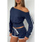 Comfortable casual slanted shoulder one shoulder strap pants set, two-piece set