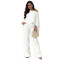 Elastic Wrinkled Bat Sleeve One Piece Sleeve Pocket Swing Leg Wide Leg Pants Set