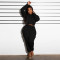 Fashion splicing and velvet hooded sweatshirt, work pants, casual two-piece set