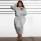 Fashion splicing and velvet hooded sweatshirt, work pants, casual two-piece set