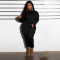 Fashion splicing and velvet hooded sweatshirt, work pants, casual two-piece set
