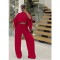 Elastic Wrinkled Bat Sleeve One Piece Sleeve Pocket Swing Leg Wide Leg Pants Set