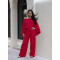 Elastic Wrinkled Bat Sleeve One Piece Sleeve Pocket Swing Leg Wide Leg Pants Set