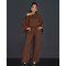 Elastic Wrinkled Bat Sleeve One Piece Sleeve Pocket Swing Leg Wide Leg Pants Set