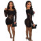 Fashionable and sexy nightclub mesh lace hollow see through dress