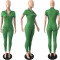 Sexy zipper three-dimensional pocket jumpsuit