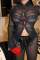 Long sleeved brick lip buttoned mesh shirt+leather mesh pants two-piece set