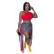 New Sexy Fringe Bodycon Dress with Off-the-Shoulder Top Set