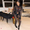 Long sleeved brick lip buttoned mesh shirt+leather mesh pants two-piece set