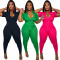 Sexy zipper three-dimensional pocket jumpsuit