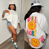 Women's Loose Medium-Length Oversized T-Shirt with New Spring/Summer Printed Short Sleeve