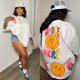 Women's Loose Medium-Length Oversized T-Shirt with New Spring/Summer Printed Short Sleeve